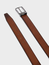 Ceinture Ajustable En Cuir Lisse Cognac
