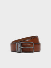 Ceinture ajustable en cuir lisse cognac