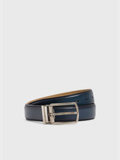 Ceinture ajustable en cuir lisse bleu marine
