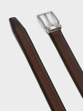 Ceinture Ajustable En Cuir Lisse Marron