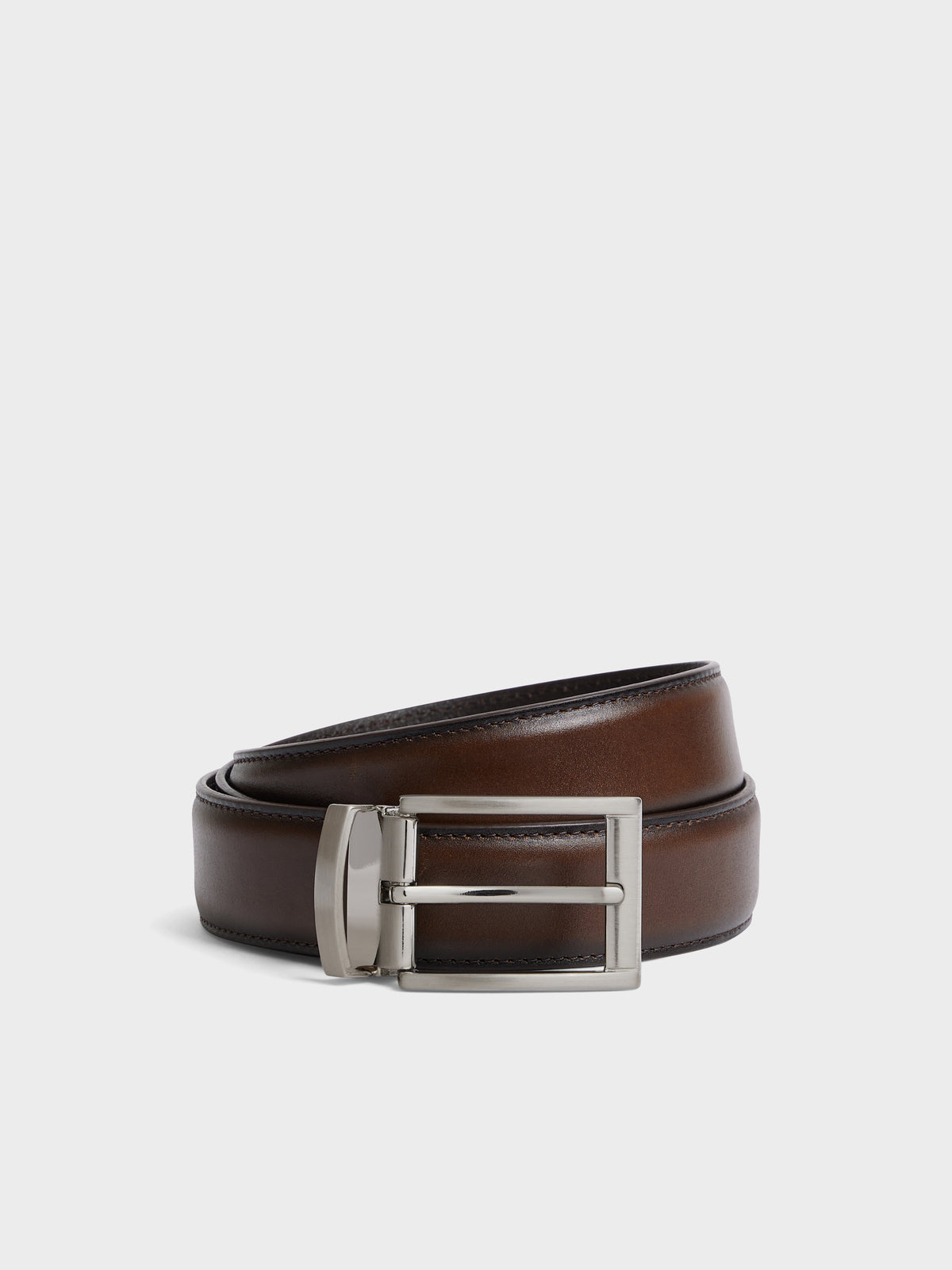 Ceinture Ajustable En Cuir Lisse Marron
