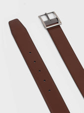 Ceinture Ajustable Et R Versible En Cuir Lisse Marron