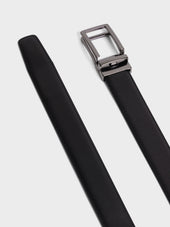 Ceinture Ajustable En Cuir Lisse Noir