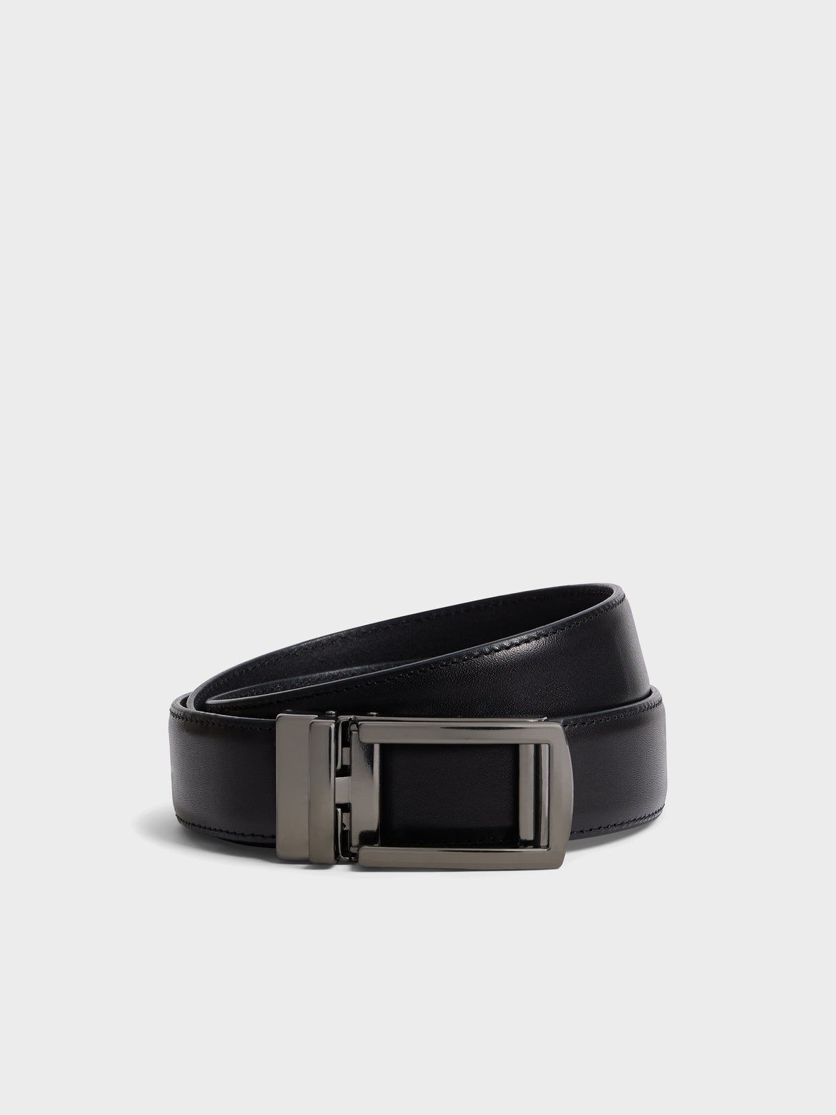 Ceinture Ajustable En Cuir Lisse Noir