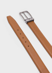 Ceinture Ajustable En Cuir Grain Camel