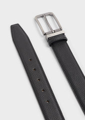 Ceinture Ajustable En Cuir Grain Noir