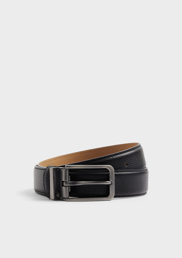 Ceinture ajustable en cuir grainé noir