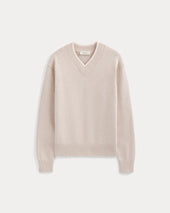 Relaxed V-Neck Sweater in Everyday Cotton | Heathered Oat