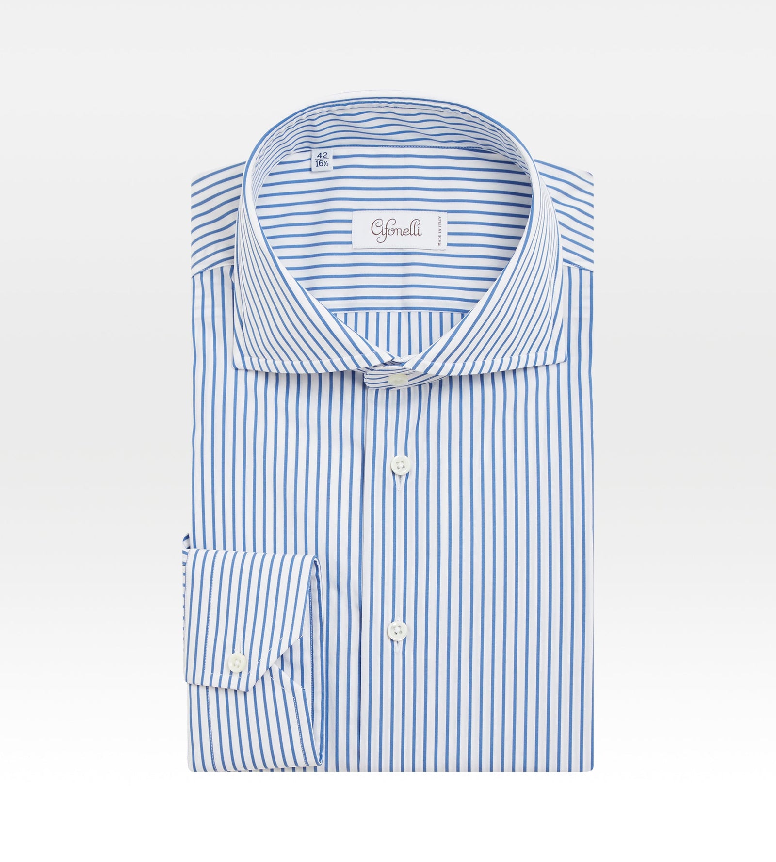 Chemise Bleue Et Blanche En Coton Fines Rayures
