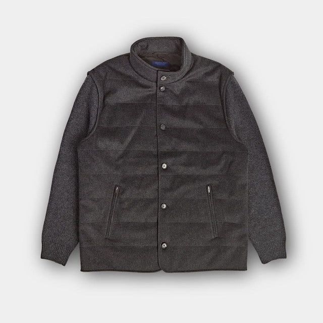 Charcoal Cashmere Loro Piana Cino Jacket with Knitted Sleeves