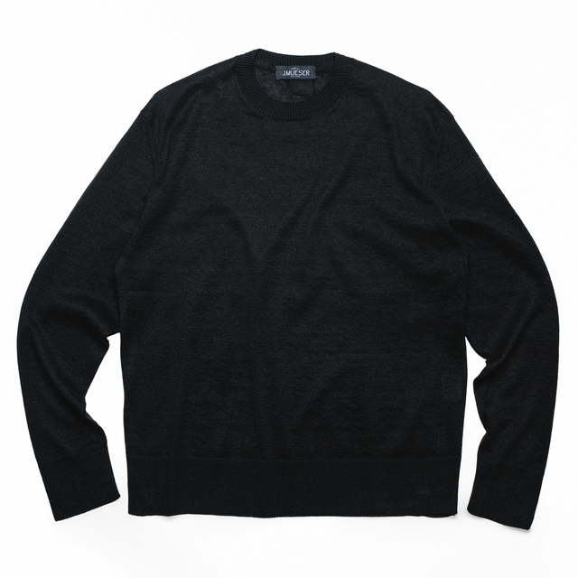 Charcoal Cotton-Linen Crewneck