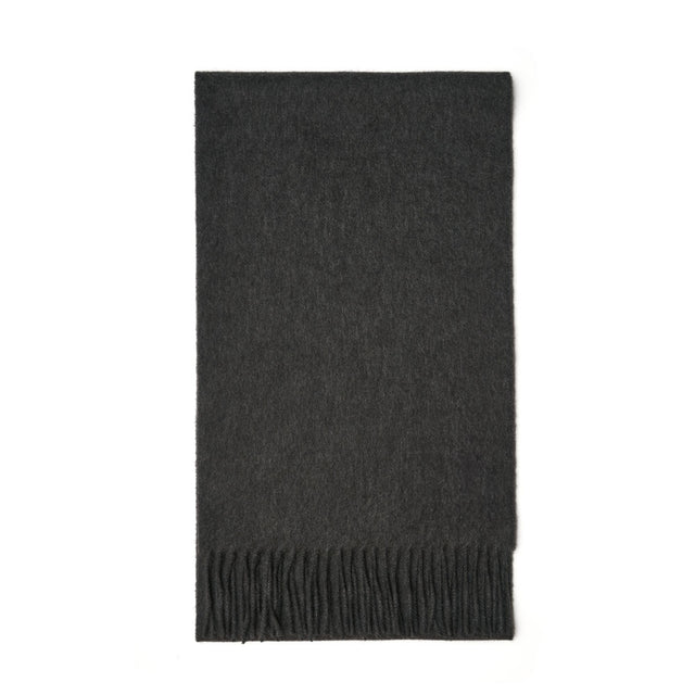 Charcoal Fringe Cashmere Scarf
