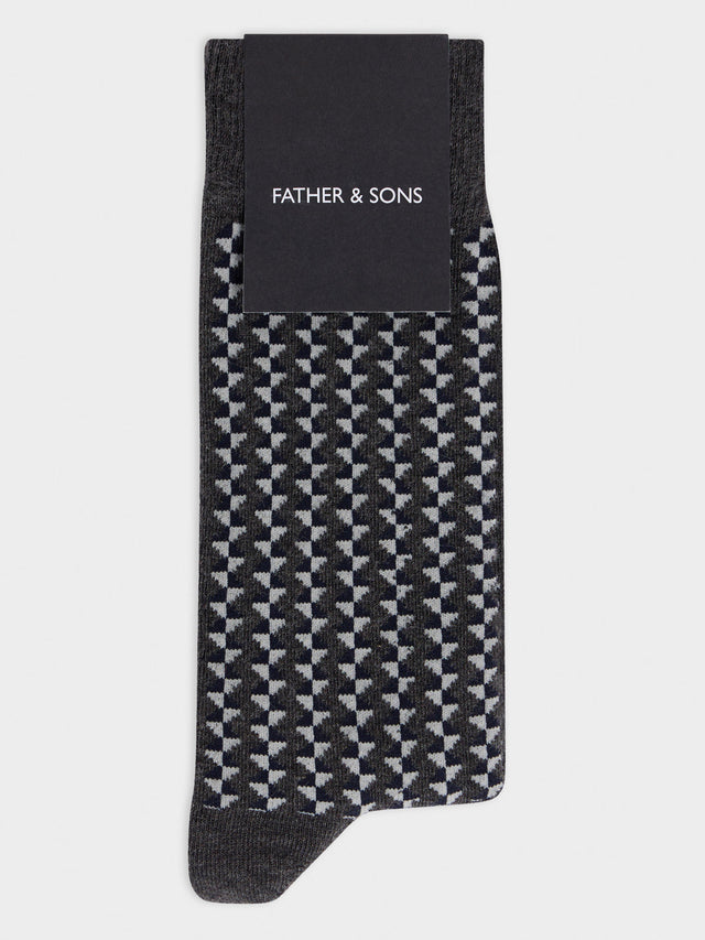 Chaussettes en coton bio mélangé anthracite à motif