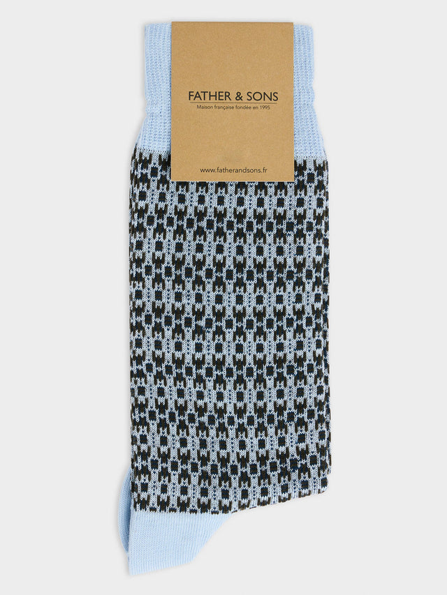 Chaussettes en coton bio mélangé bleu à motif kaki