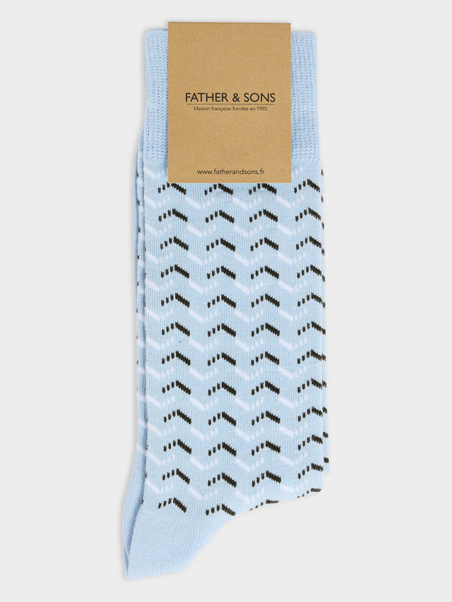 Chaussettes en coton bio mélangé bleu à motif