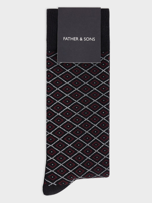 Chaussettes en coton bio mélangé noir à carreaux
