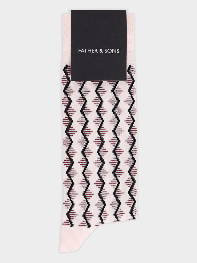 Chaussettes en coton bio mélangé rose à motif noir