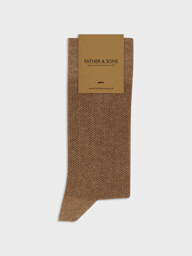Chaussettes en coton bio mélangé beige à pois marron