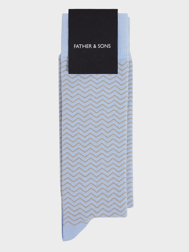 Chaussettes en coton bio mélangé bleu ciel à motif
