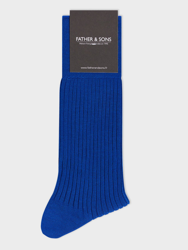 Chaussettes en coton fil d'Ecosse bleu cobalt