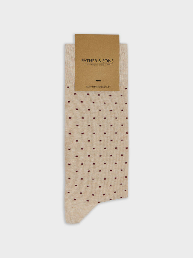 Chaussettes en coton bio mélangé rose à pois terracotta