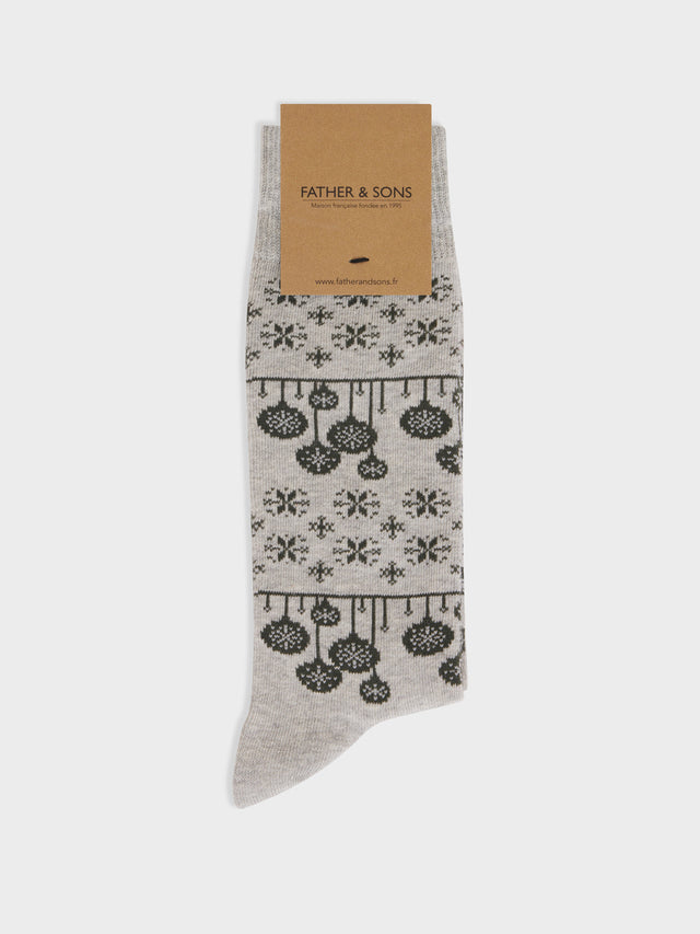 Chaussettes en coton mélangé gris à motif olive