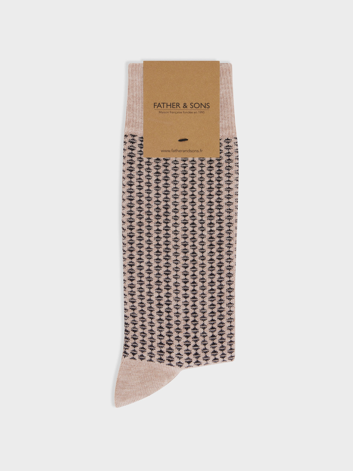 Chaussettes En Coton M Lang Beige Motif Noir Et Anthracite