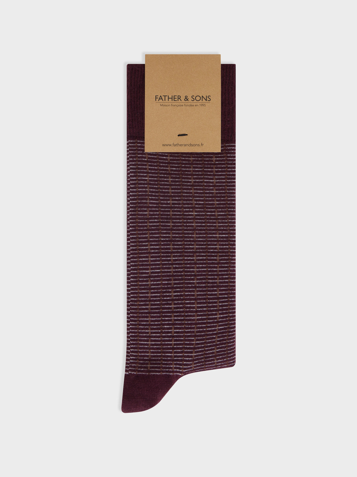 Chaussettes En Coton Bio M Lang Bordeaux Motif Marron Et Cru