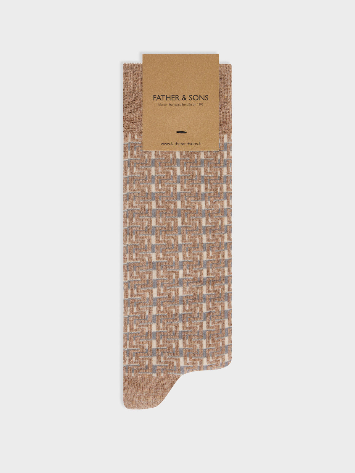 Chaussettes En Coton Bio M Lang Motif Gris Et Beige