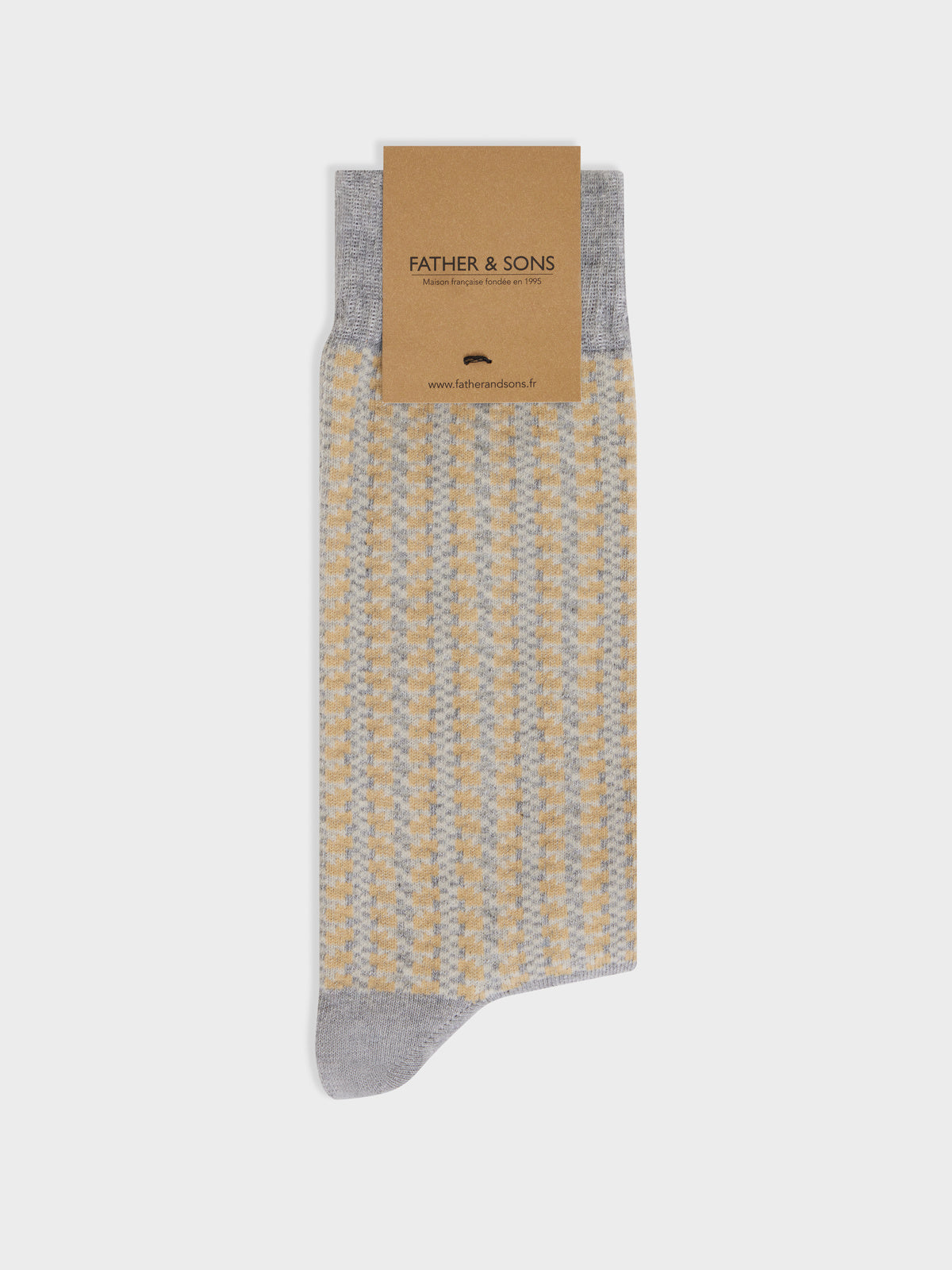 Chaussettes En Coton Bio M Lang Gris Motif Beige Et Camel