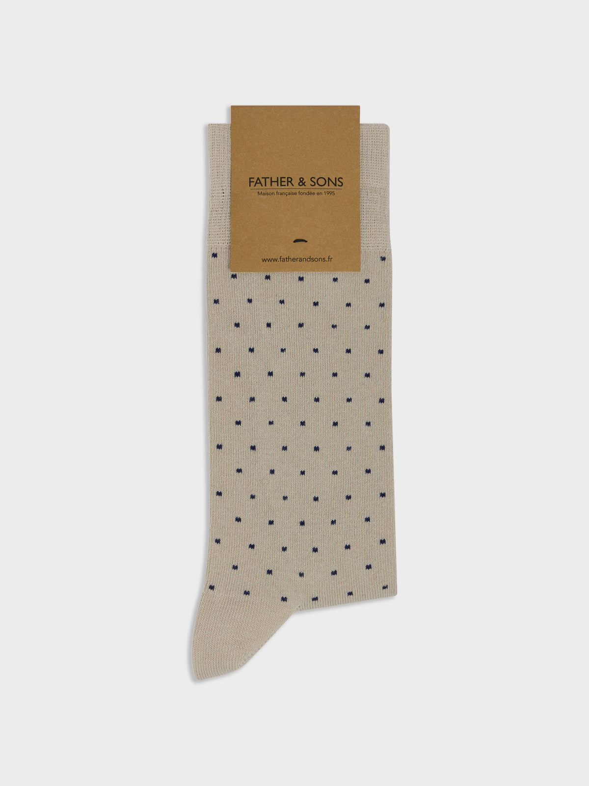 Chaussettes En Coton Bio Beige Pois Bleus