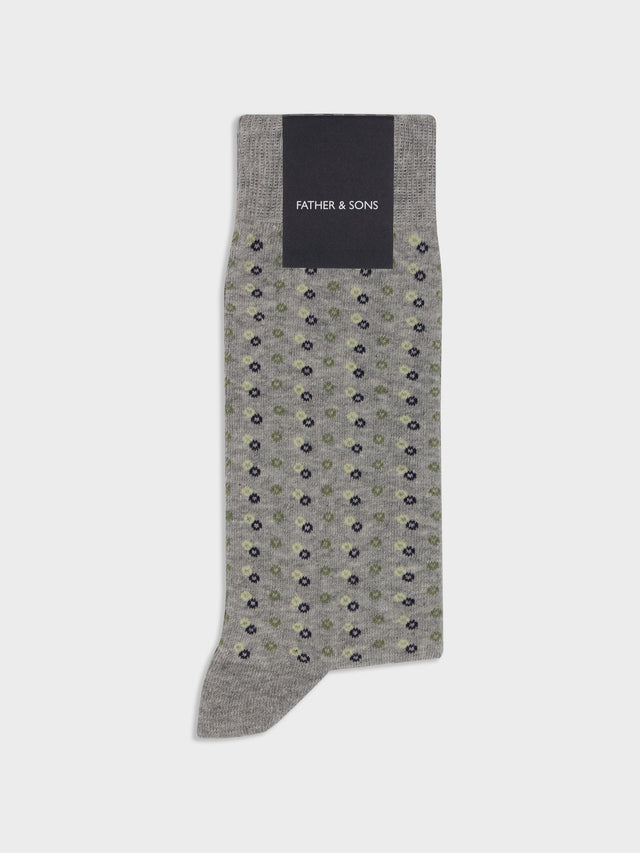 Chaussettes en coton bio gris clair à motif