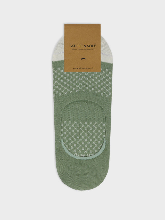 Chaussettes invisibles en coton mélangé kaki à motif écru
