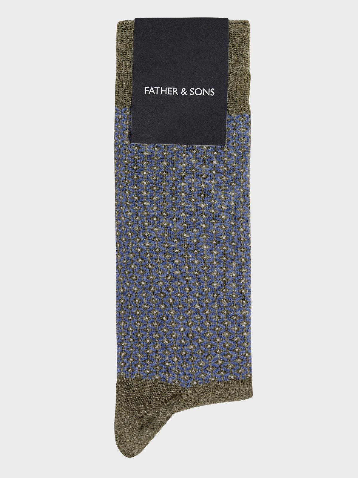Chaussettes En Coton Bio M Lang Kaki Motif Bleu