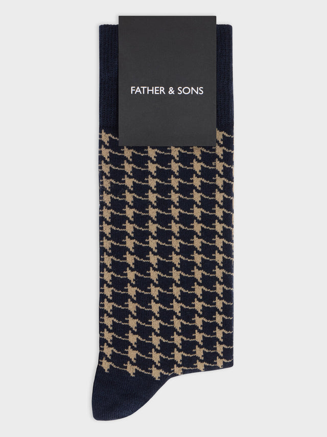Chaussettes en coton bio mélangé bleu marine à motif