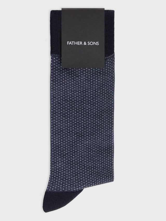 Chaussettes en viscose de bambou bleu marine à pois