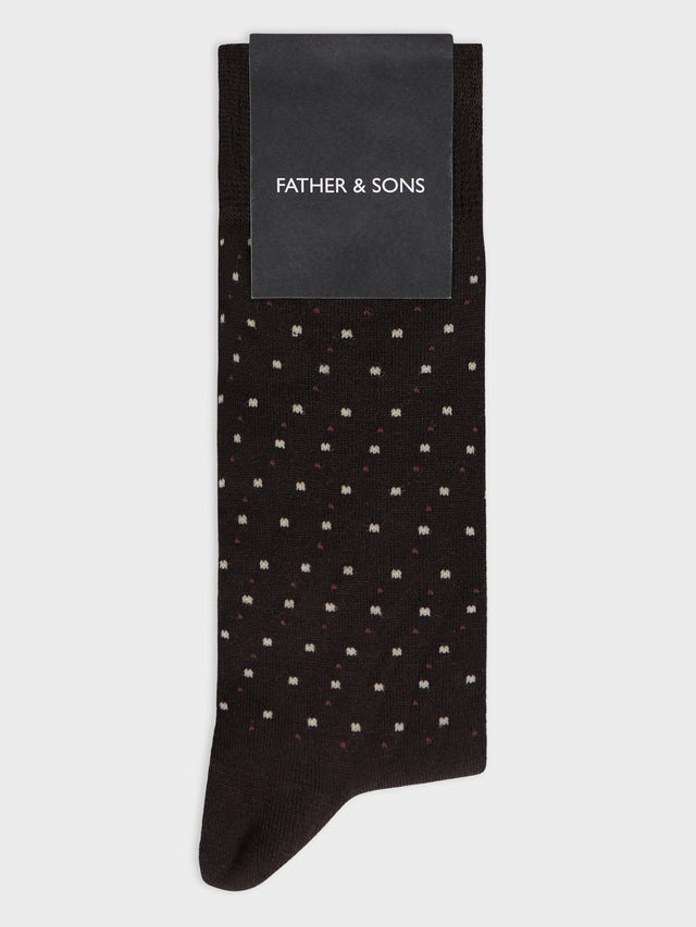 Chaussettes en viscose de bambou marron à pois