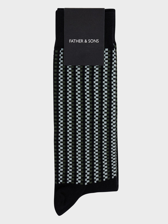 Chaussettes en coton bio mélangé noir à motif