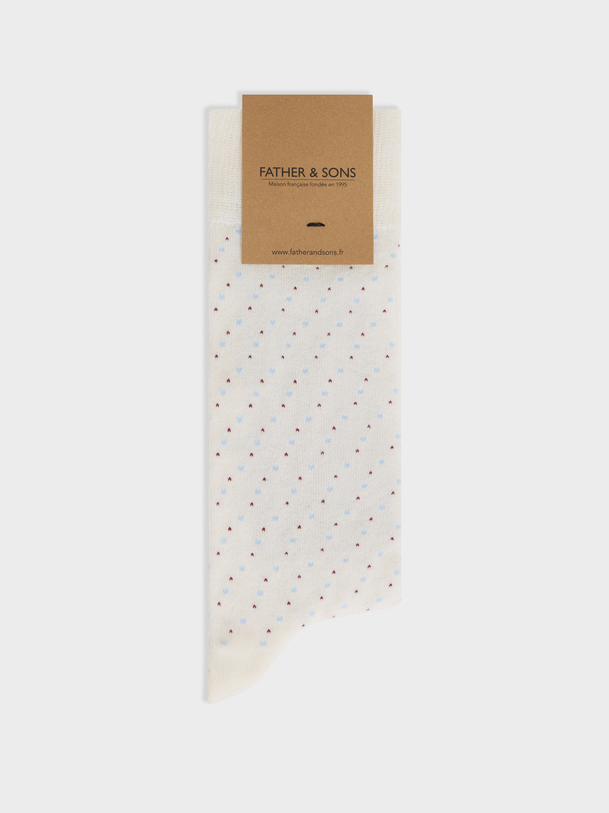 Chaussettes En Coton Bio M Lang Cru Pois Bleu Et Bordeaux