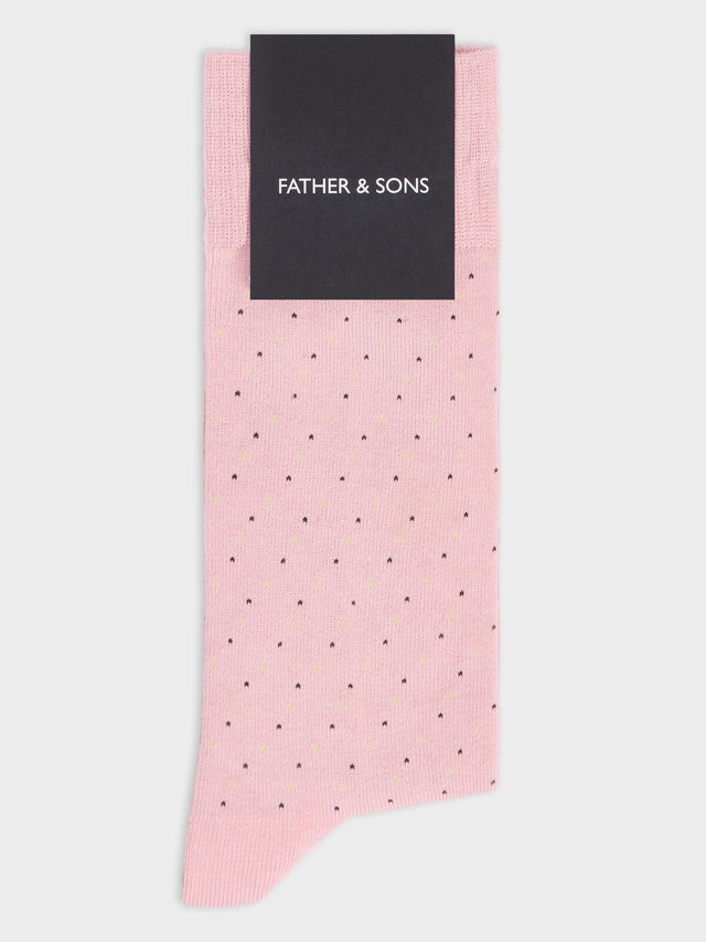 Chaussettes en coton bio mélangé rose à pois