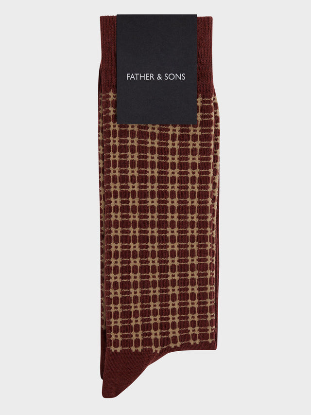 Chaussettes en coton bio mélangé terracotta à motif