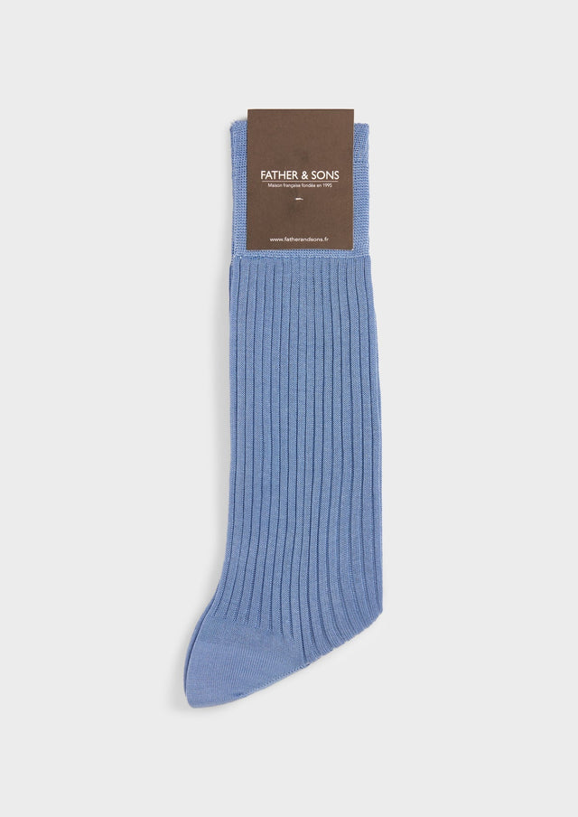 Chaussettes en coton fil d'Ecosse uni bleu azur