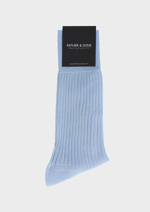 Chaussettes en coton fil d'Ecosse uni bleu clair