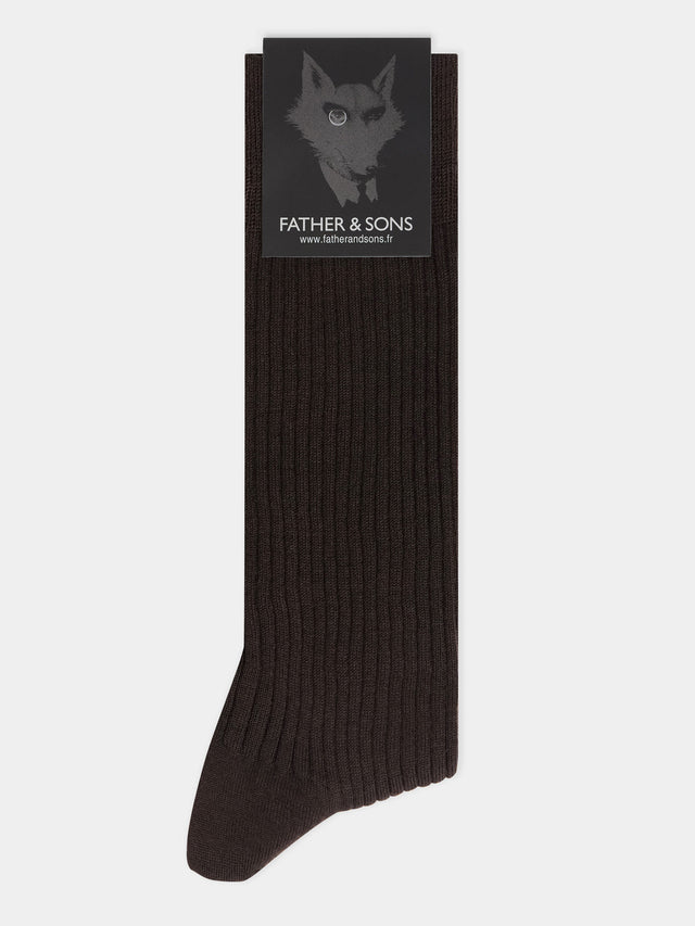 Chaussettes en laine Mérinos mélangée marron