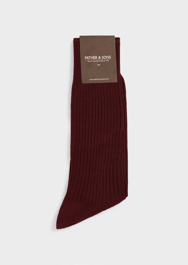 Chaussettes en coton fil d'Ecosse uni bordeaux