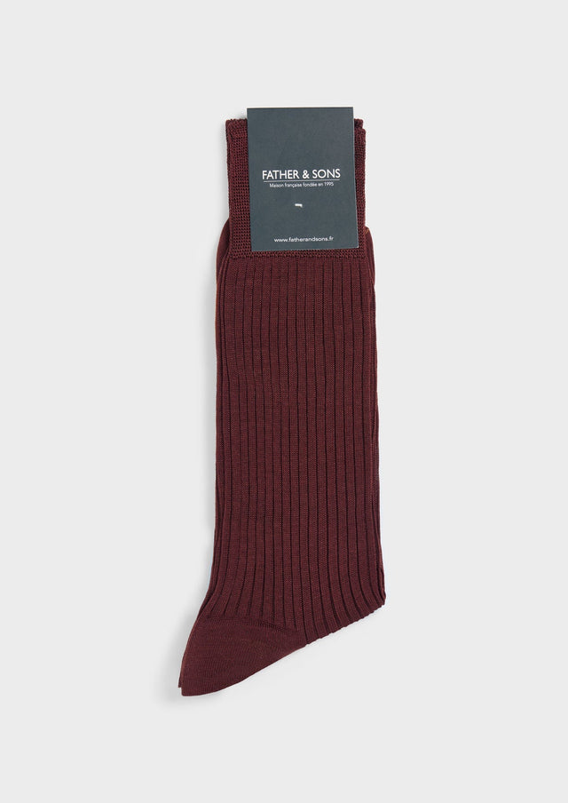 Chaussettes en coton fil d'Ecosse uni rouge brique