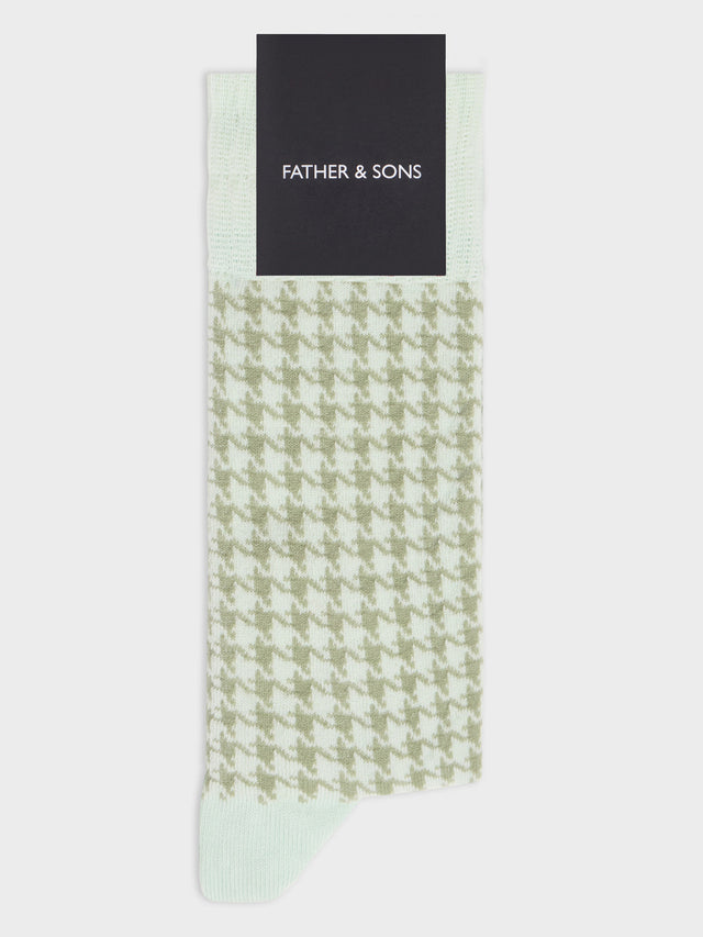 Chaussettes en coton bio mélangé vert d'eau à motif