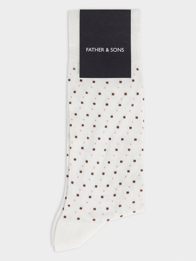 Chaussettes en viscose de bambou écru à pois