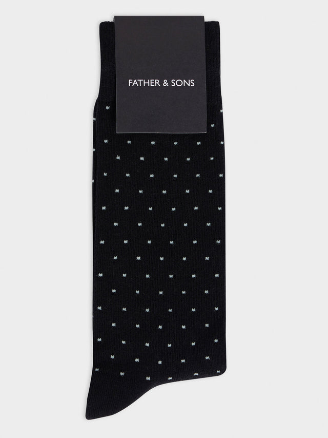 Chaussettes en coton bio mélangé noir à pois