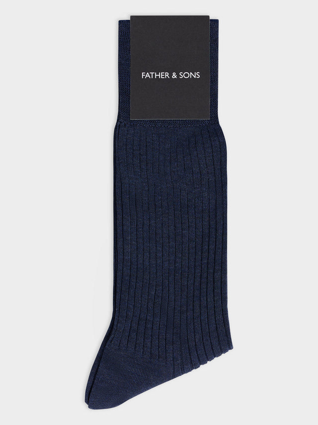 Chaussettes en coton fil d'Ecosse bleu indigo